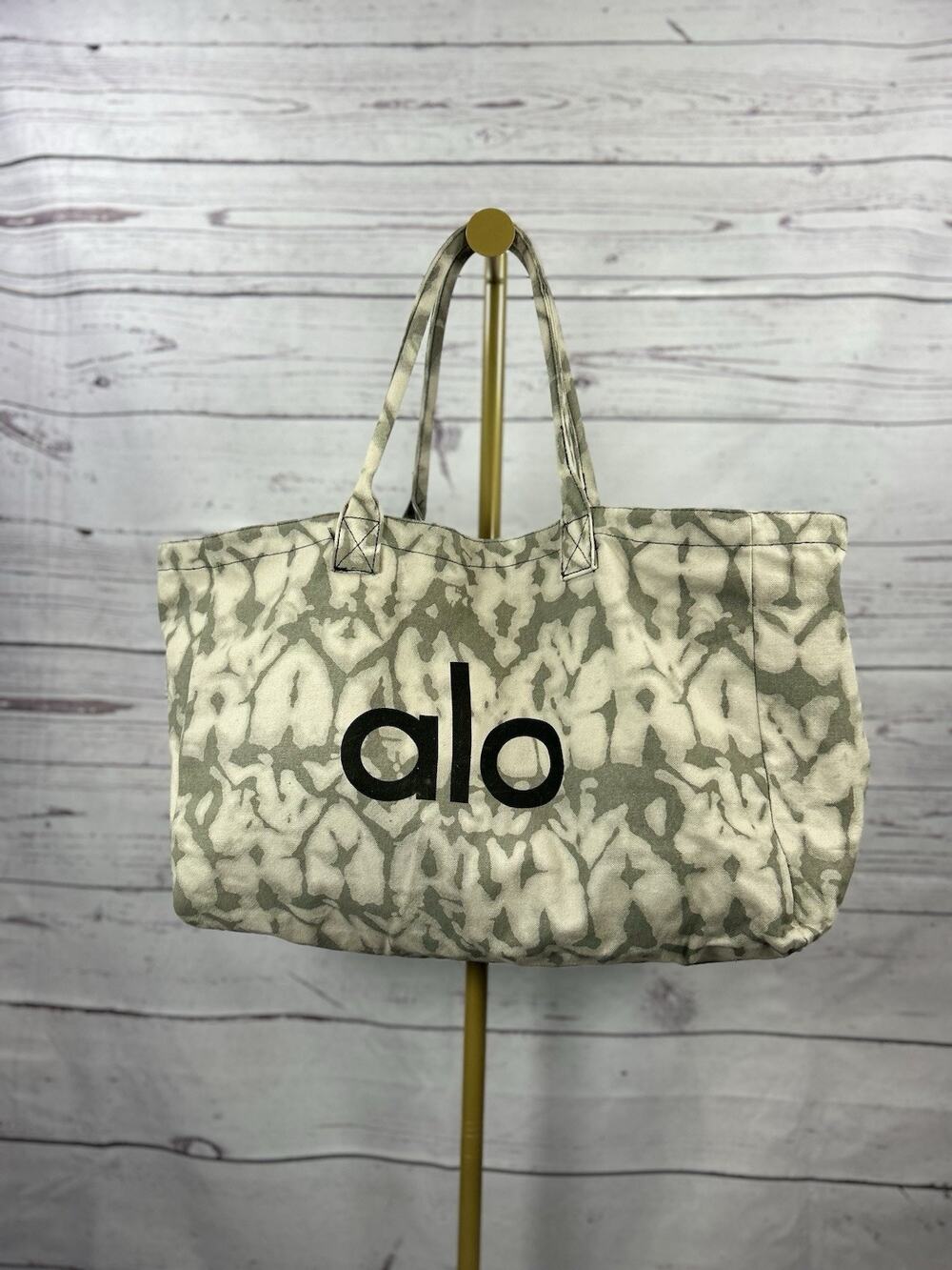 Alo Yoga Oversized Gray Tie-Dye Large Tote Bag Gym Travel Shoulder Bag